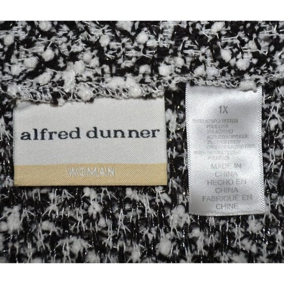 Alfred Dunner Women's Black & White Open Front Cardigan Sweater Plus Size 1X - Picture 8 of 9